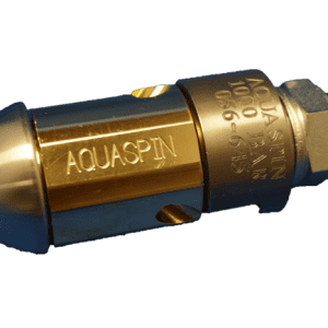 Flowplant Aquaspin descaling nozzle for use on a high pressure water jetter